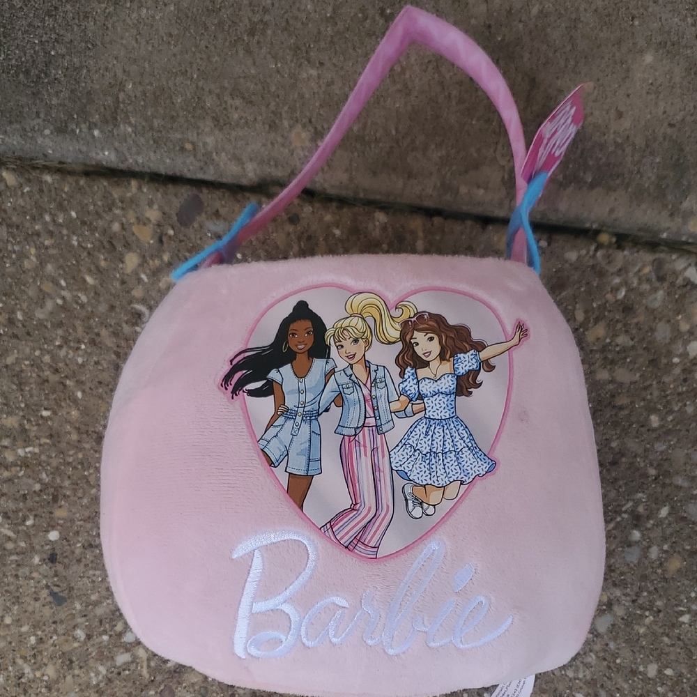 Barbie Pink Plush Basket Easter Halloween Carrier New
